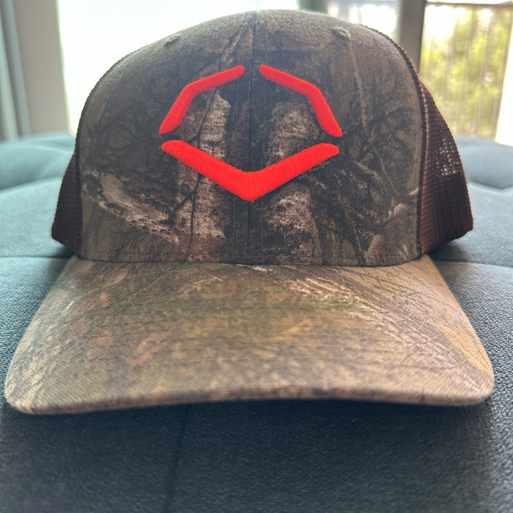 Camo Baseball Cap with Red Logo